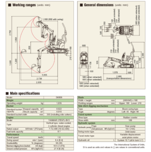 Kobelco SK008 Brochure Specifications - Mini Excavator Digger no licence needed